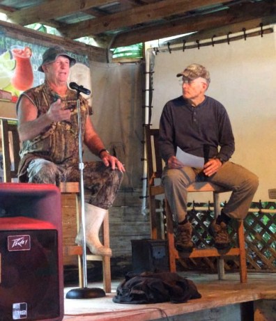 Roger Gunther (left) and Bob Lee telling stories at the Welaka Lodge and Resort