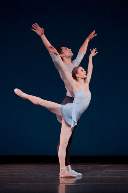 Oregon Ballet Theatre principal dancers Gavin Larsen and Artur Sultanov in George Balanchine's "Duo Concertant." Photo by Blaine Truitt Covert.