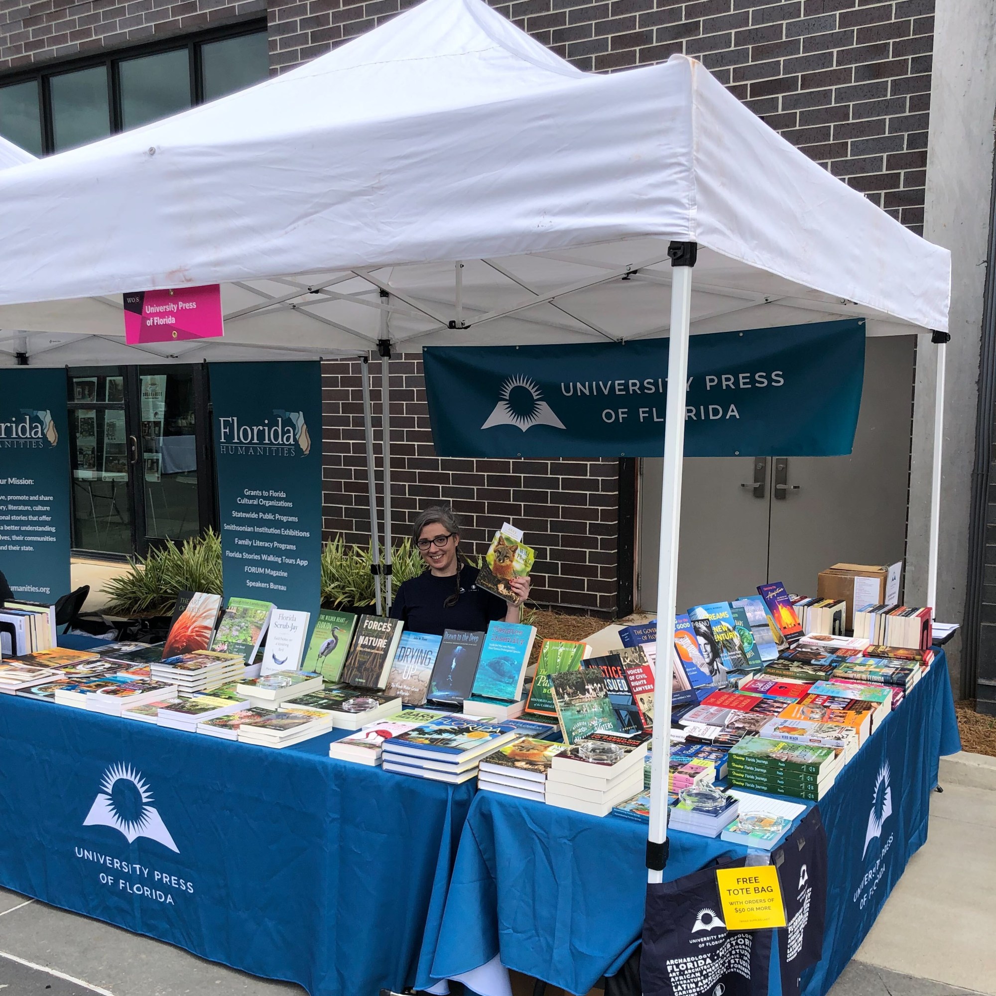 The University Press of Florida booth at the Word of South festival of literature and music.
