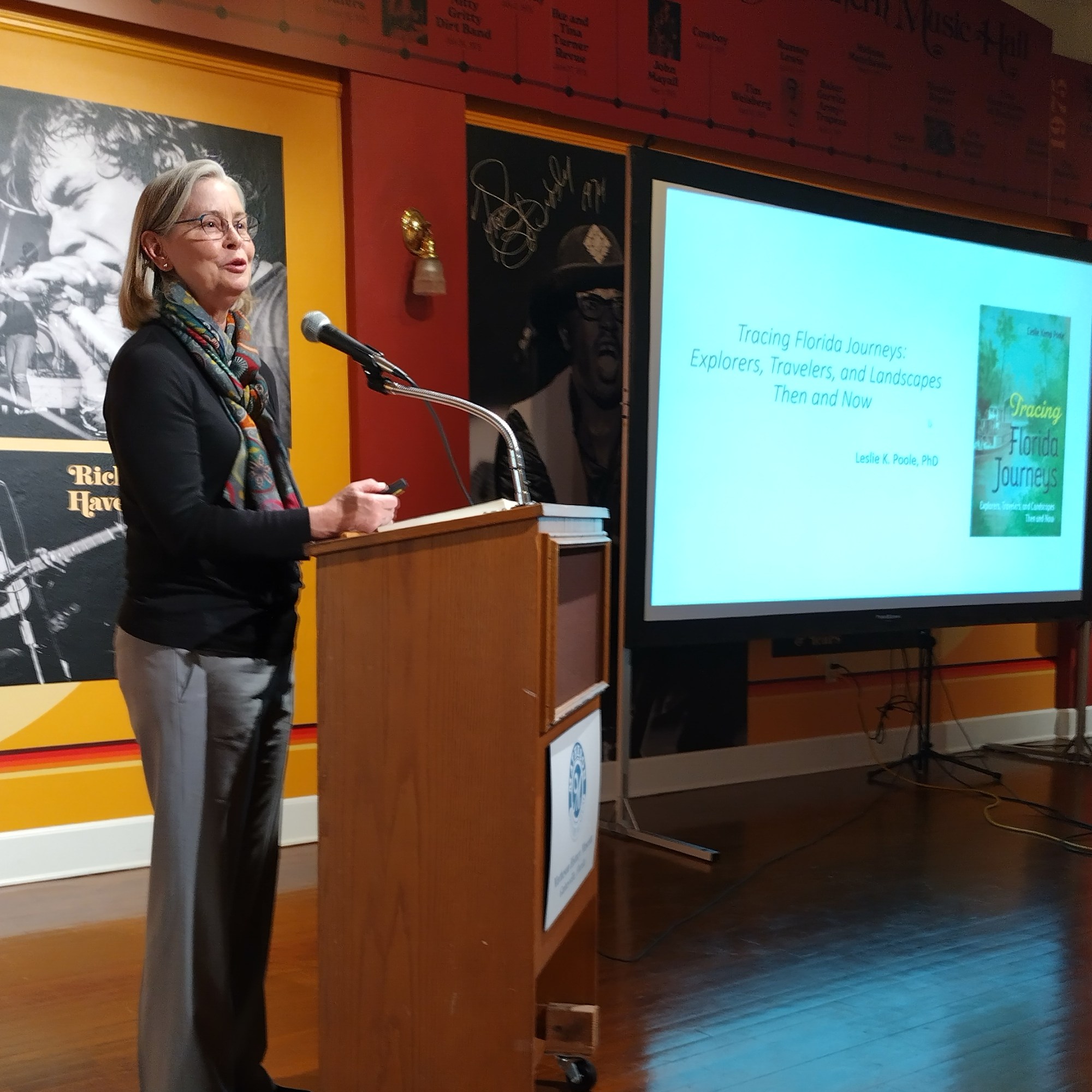 Leslie Kemp Poole, author of Tracing Florida Journeys, at the Matheson History Museum.
