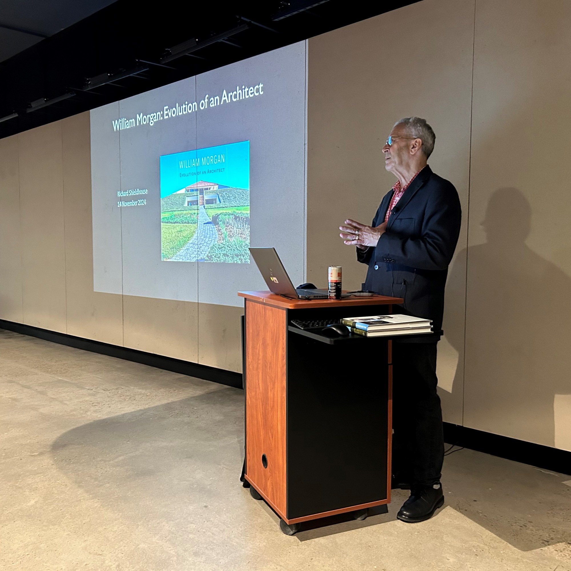 Richard Shieldhouse, author of William Morgan: Evolution of an Architect, presenting at Antevy Hall at the University of Florida.
