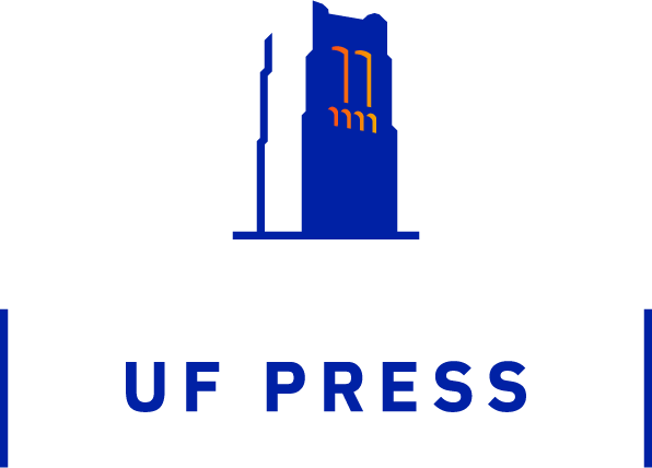 Logo depicting a blue tower with orange windows and the text "UF Press"