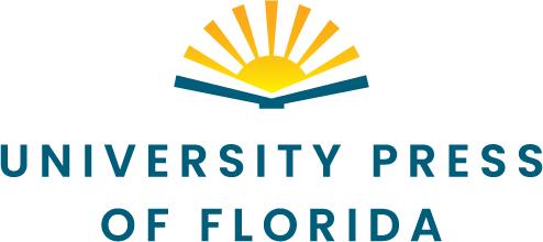Logo depicting yellow-orange geometric sun rays above a blue open book and the text "University Press of Florida"
